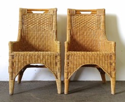 1K736 pair of rattan garden furniture armchairs