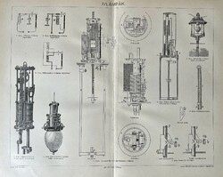 Antique 19th century lamps technical print-paper-drawing, mechanical engineering, mechanism, lamp, electricity