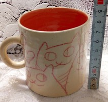 Kittens in love (cats) - handmade porcelain mug, cup, glass