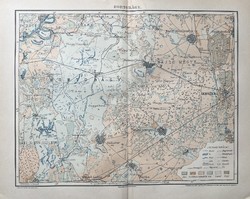 Antik 19.sz Hortobágy térkép nyomat- papír- földrajz, megye, plakát