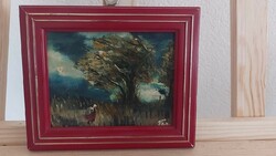 (NBL3) Szép kisméretű festmény 16x20 cm kerettel