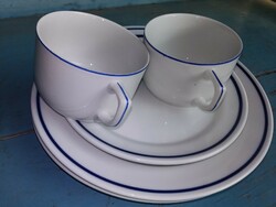 Zsolnay  tányérok és art deco teás csészék (kék csíkos)
