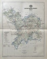 Antik 19.sz Jász-Nagykun Szolnok vármegye térkép nyomat- papír- földrajz, megye, plakát