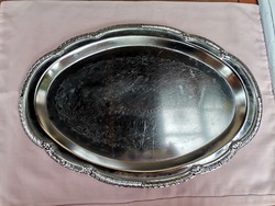 Silver-colored large metal tray, kitchen serving tray, serving tray, cake tray, holiday gift