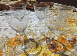 Set of 5 hand-polished stemmed glass glasses from Szecis