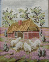 Village yard with sheep - tapestry