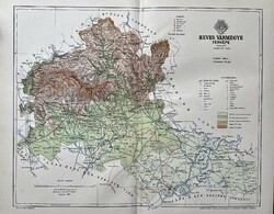 Antik 19.sz Heves vármegye térkép nyomat- papír- földrajz, megye, plakát