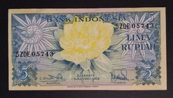Indonézia 5 Rupiah 1959 Unc-