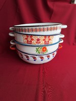 Large 32cm Bonyhádi floral patterned enameled bowl peasant bowl peasant