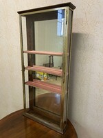 Art Nouveau wall glass display case with shelves