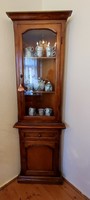 Italian corner display case with drawers and shelves