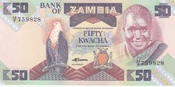Zambia 50 kwacha, 1986, UNC bankjegy