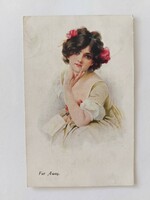 Old postcard 1913 postcard lady