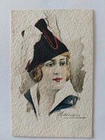 Old postcard m. Cherubini postcard lady