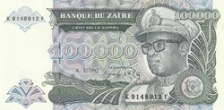 Zaire 100 000 zaires, 1992, UNC bankjegy