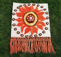 Retro old tapestry 105 cm macramé wall protector fringed tapestry mid century