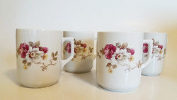 Régi Zsolnay 4 db porcelán rózsás bögre vintage teás csésze rózsa mintás
