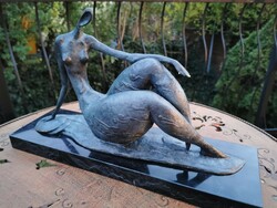 Art-deco női akt - bronz szobor műalkotás