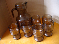 Retro Bormioli Rocco Fidenza ITALY Smoke-Colored Lemonade and Juice Set from the 70s
