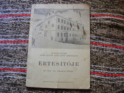 Bulletin of István Dóbó General High School of Egri, 1961-62. About school year