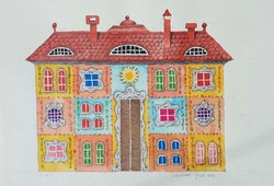 Molnár Gabriella - Ház 18 x 22 cm akvarell, papír