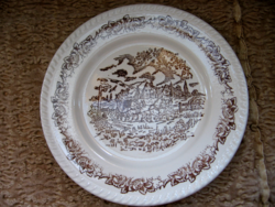 Barna-fehér jelenetes , lovas szekeres angol tányér