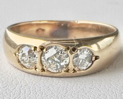 525T. From HUF 1! Antique brilliant (0.7 ct, central stone 0.3 ct) gold (3.7 g) ring with snow-white stones!