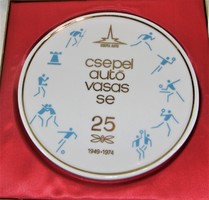 Csepel doesn't iron cars. 25-year anniversary plaque - Hólloháza porcelain