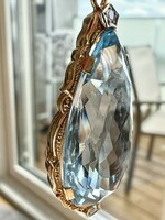 533T. From HUF 1! Drop-shaped aquamarine (30 mm) 18k gold (br.: 8.2 G) pendant with small accants!