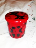 Red Folk Art Painted Glass Box