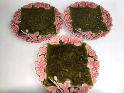 Schütz cilli 3 dessert plates, majolica plate diameter: 19 cm