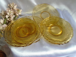 Old Amber Glass 6 Dessert Plates