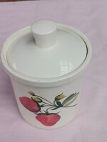 Old porcelain sugar bowl with lid, retro kitchen storage, gift sugar bowl, Christmas decorations