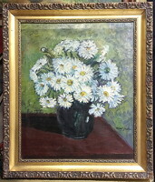 Gusztáv Hénel (1887 - 1966): still life with daisies, oil on canvas