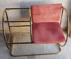 Gilded copper telephone table with a continuous armchair