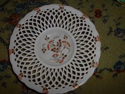 Antique hard tile wall bowl with pierced border (late 1800s)