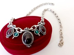 Women's solid silver necklaces with real stones