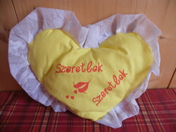Old retro, new yellow heart pillow, from the 1980s