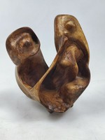 István Gyenes (1916 - 1998) wooden sculpture of the yin-yang couple conjoined twins