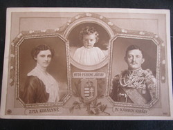 1916 Queen Zita iv. King Károly Otto Ferenc József heir to the throne Hungarian coat of arms contemporary photo sheet