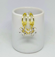 Daisy, gold-plated earrings with clear faceted crystals