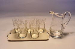 Crystal half glass with porcelain tray