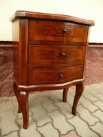 Antique, original, inlaid Biedermeier 3-drawer small chest of drawers