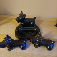 Extremely rare collector's dog ashtray and two dog ceramic figurines from Budapest Zsolnay