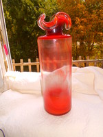 Súlyos nagyméretű kézműves  üveg váza 33,5 cm