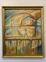 Painting, picture, picture frame marked József Egry