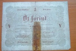 1848 as 5 forint Kossuth bankó papírpénz bankjegy 48 49 es szabadságharc pénz cellux csíkos