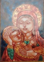 SZÓRI BALOGH E. - stained glass art : Virgin Mary with the Little Jesus