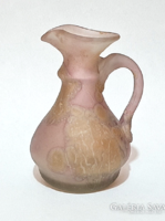 Szecessziós antik mini üveg kancsó / füles váza... Loetz, Kralik jellegű