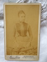 Antique Hungarian cdv / business card / hardback photo lady portrait today and her partner budapest late 1800s